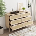 thumbnail image 3 of Rattan 6 Drawers Dresser for Bedroom, Modern Wide Chest of Drawers with wood Handles,Rattan Dresser Storage Cabinet for Living Room,Bedroom, 3 of 7