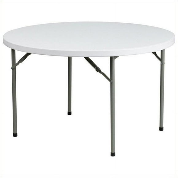 Bowery Hill 48 Inch Round Granite Folding Table in White
