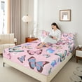 thumbnail image 4 of Castle Fairy Boys Girls Flying Colorful Butterflies Full Size Sheets 4-Piece,Dreamy Princess Breathable Bed Sheets,Spring Garden Lightweight Sheet Sets,Breathable Home Decor, 4 of 7