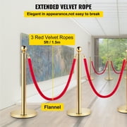 VEVORbrand Gold Stanchion Posts Queue 4pcs , 38 inch Red Velvet Rope, Crowd Control Barriers Queue Line Rope, Barriers for Party Supplies