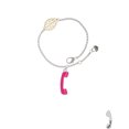 thumbnail image 2 of Delight Jewelry Hot Pink Telephone - Goldtone Leaf Delicate Bracelet, 6.25+1.75", 2 of 4