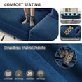 thumbnail image 6 of EHANCIS 3-in-1 Velvet Chesterfield Sofa Bed with Ottoman,Convertible King Size Sleeper Couch,Rolled Arm Design,3-Seater Living Room Bedroom Furniture,Blue, 6 of 7