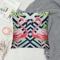 thumbnail image 2 of Heduofu  Decor Throw Pillow Case Pink Flamingos Green Tropical Palm Leaves On Black White Square Checkered  Cushion Covers  for Women Men for Couch Bedroom Living White, 2 of 5