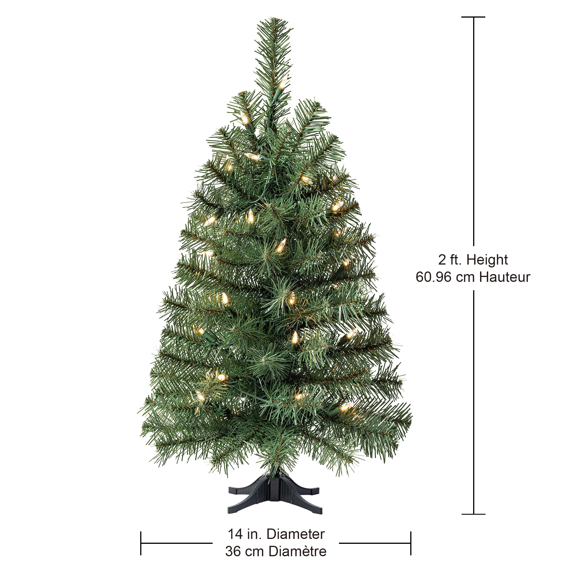 Holiday Time Noble 24" Pre-Lit Regular Full Spruce Christmas Tree - Green, 72 branch tips