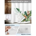 thumbnail image 3 of No Hook Shower Curtain with Snap in Liner Tropical Plant Shower Curtain -Fabric Waterproof Inner Liner, Watercolor Floral Shower Curtains Washable 72"x78", 3 of 9