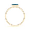 thumbnail image 2 of ANGARA Natural Bezel-Set Oval London Blue Topaz and Diamond Ring in 14K Yellow Gold for Women (Size-7x5mm) | November Birthstone, Anniversary, Jewelry Gift for Women | Natural London Blue Topaz Ring, 2 of 10