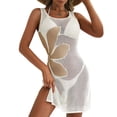 thumbnail image 2 of Women's Beach Cover Up Skirt Hollowed Out Knitted Bikini Swimsuit Sun Dress for Resort Vacation Pool,White,L, 2 of 4