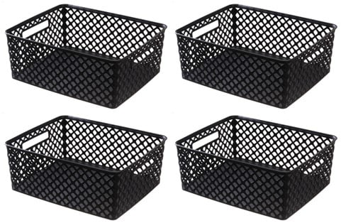 Baby Toys Liners Books 4 Pack Canvas Storage Basket Bins 4 pack, White & Black Home Decor Organizers Bag for Adult Makeup