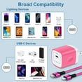 thumbnail image 6 of Compatible for iPhone Charger Fast Charging, 20W PD USB C Charger with Charging Cable 6FT, Type C Charging Block USB C Block Charger Adapter Plug Brick Cube Compatible for iPhone, Pink, 6 of 6