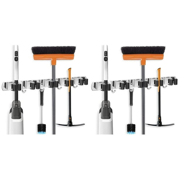 2X Soporte para Escobas, Colgador de Trapeadores, Montaje en Pared, Metal, de Almacenamiento para Garaje, Organizador de Herramientas de Cocina y Jardín