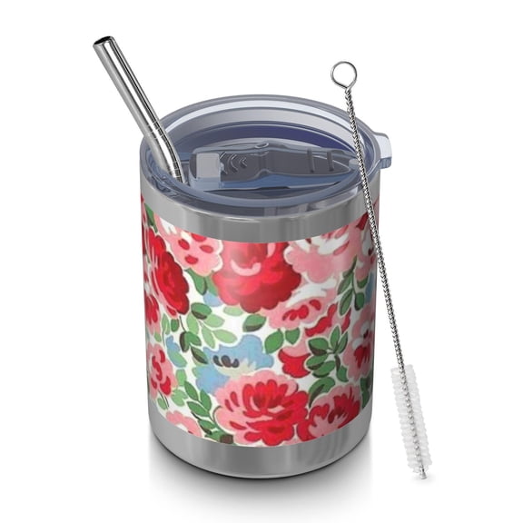 12oz Tumblers Pioneer Flower Vacuum Insulated Stainless Steel Travel Tumbler Cups Mug with Lid and Straw for Beer,Coffee,Beverages with Cleaning Brush for Cold & Hot Drinks