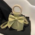 thumbnail image 2 of Bolsa Bow Tie Bucket Crossbody Bag Mujer Cuero Asa de madera (Verde) Ehuebsd Para Estrenar, 2 of 9