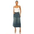 thumbnail image 2 of Be-Girl Women's Denim Skirt, Tiered Frayed Hem, Long Length - SG-89215, 2 of 7