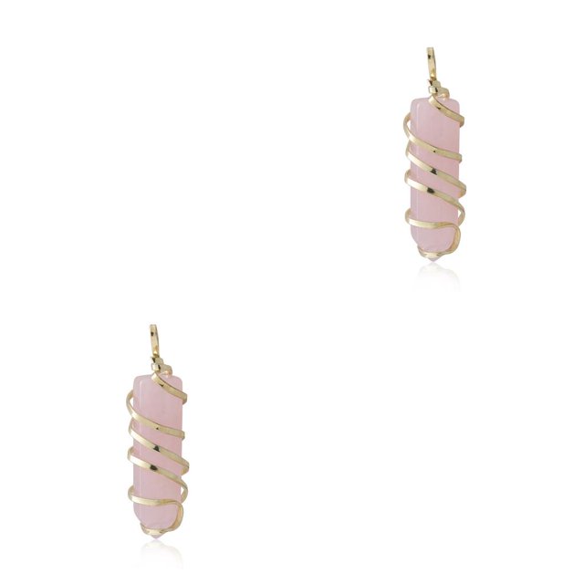 Qarigey Abalorio envuelto en alambre para hombre, colgante puntiagudo colorido, exquisitos dijes de cristal, pendientes con accesorios, cristal Cristal rosa 2piezas