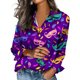 thumbnail image 2 of Camisetas de Manga Larga para las Mujeres Impreso Suelto Cardigan Sudadera Casual Estilo Vaquero Capa Superior Invierno, 2 of 5