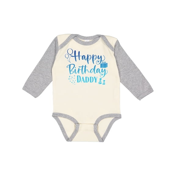 Inktastic Blue Happy Birthday Daddy Boys or Girls Long Sleeve Baby Bodysuit
