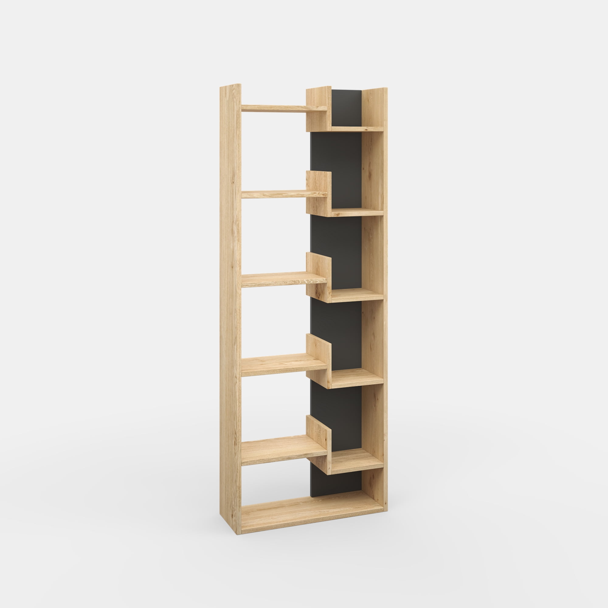 Ada Home Decor Bonaparte Multiple Tier Open Shelf Modern Bookcase, Oak/Anthracite
