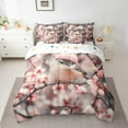 thumbnail image 2 of Feelyou Pink Bird Bedding Comforter Set 7pcs, Blossoms Flower Floral King Bedding Sets, Kawaii Animal Reversible Bed Sheets, Ultra Soft Home Decor, 2 of 7