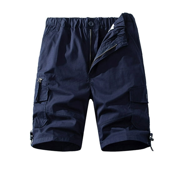 KAOOCXU Simple Trousers For Men Solid Color Stylish Cargo Shorts Casual Drawstring Straight Leg Sweatpants With Zipper Up Pockets Suitable Casual Formal Occasions