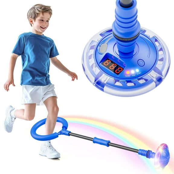 Skip Ball for Kids, Ankle Skip Ball Toy with Counter, Timer and Cal Calculator, Boys Birthday Gifts for Age 6 7 8 9 10 , Rechargeable Colorful Flash Wheel Skip Ball for Boys, Indoor Outdoor Toys