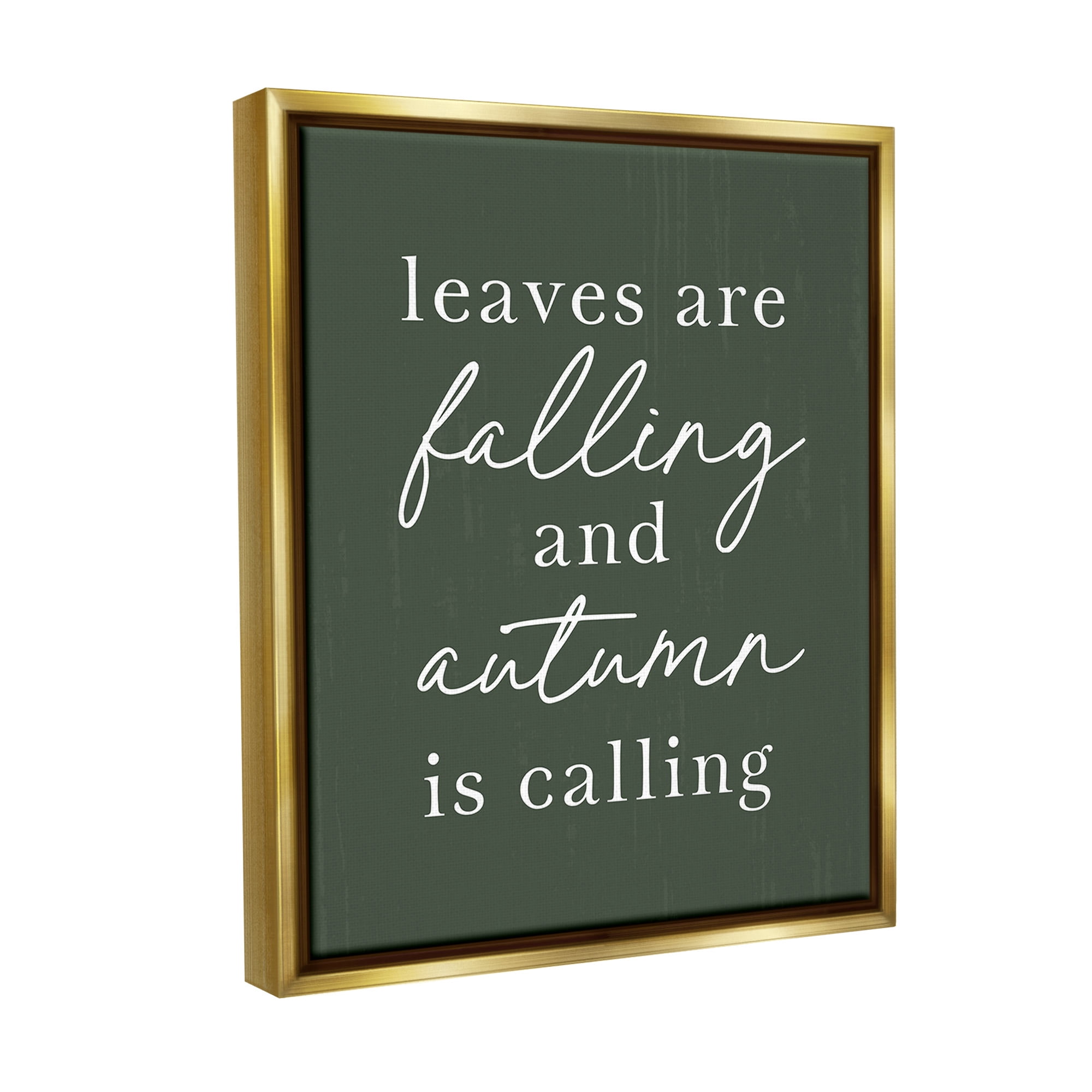 Stupell Industries Leaves Are Falling Holiday Painting Gold Floater Framed Canvas Art Print Wall Art, 17 x 21