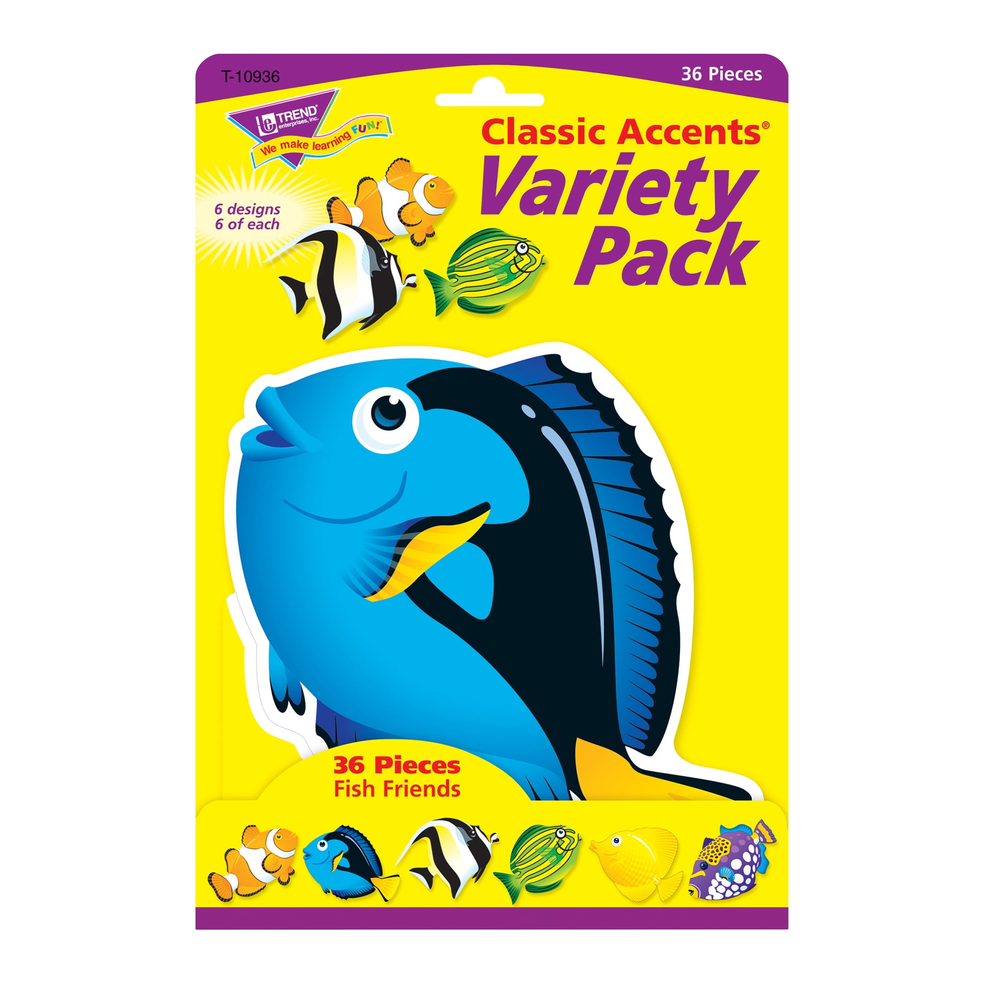 TREND Fish Friends Classic Accents Variety Pack, 36 Per Pack, 3 Packs