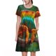 thumbnail image 1 of Easygdp Chameleon para Vestido Transpirable de Mujer, Vestido Suelto de Manga Corta con Pliegues y Bolsillos para el Verano, 1 of 6