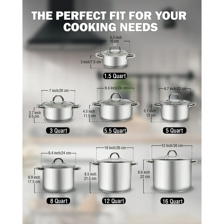 Cook N Home Professional Stainless Steel 12 Quart Stockpot Sauce Pot  Induction Pot With Lid, 12 quart - Kroger
