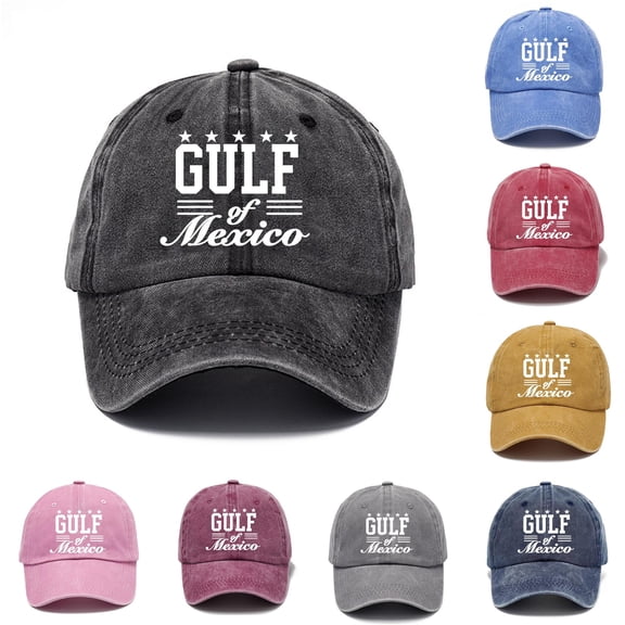 XIAOCHA Gulf Of Mexico Letter Baseball Cap for Men Adjustable Hat Band Hiking Daily Dad Hat,Black