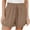 Brown, variant on ABATAB Women Casual Shorts Solid Drawstring Comfy Elastic Waist Shorts Summer Pull on Beach Short with Pockets