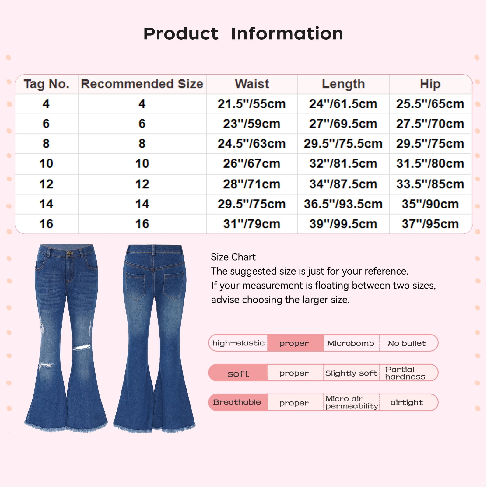 MODNTOGA Little Kids Baby Girl's Vintage Jeans Bell-Bottoms Denim Pants  Skinny Pants 2-7T : : Clothing, Shoes & Accessories
