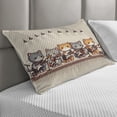 thumbnail image 2 of Ambesonne Cat Quilted Pillowcover, Kawaii Kitty Guitarists Band, 30" x 20", Grey Orange and Pale Tan, 2 of 2