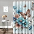thumbnail image 2 of Pratyus Flowers Butterflies Printed Shower Curtain Set with Hooks, Chic Modern Bathroom Decor, 100% Polyester Fiber, Various Sizes 69x72, 2 of 7