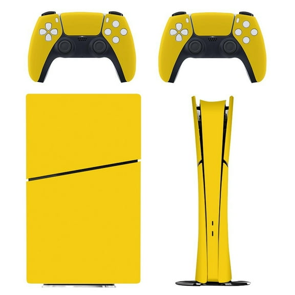 Skin Sticker for PS5 Slim / Pro / Standard Disc / Digital Edition Console and Controllers Decals for PlayStation 5 Cyber Yellow