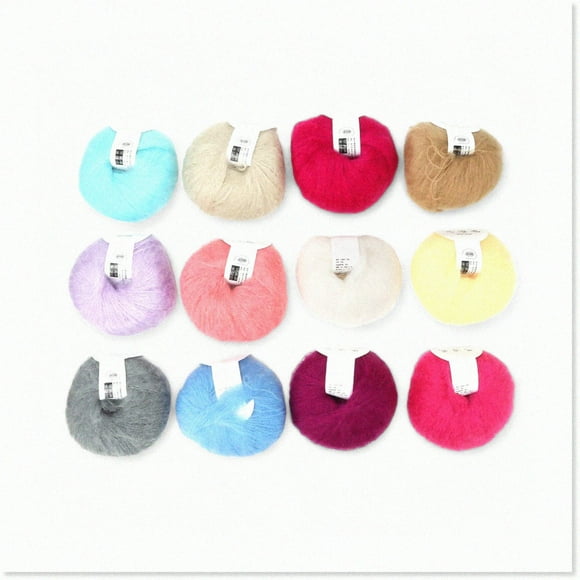 CozyCraft Soft Mohair Bliss: Vibrant DIY Knitting Yarn Set with Crochet Hook (12 Colors)