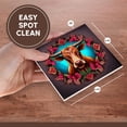 thumbnail image 7 of 3drose, Ox Surrounded by a Wreath of Red Clover Tattoo Style Art, Set of 4 Ceramic Tile Coasters, 7 of 7