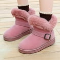 thumbnail image 7 of Leozcaa Kids Snow Boots Girls Warm Winter Boots Suede Snow Shoes Hook and Loop Mini Boots for Toddler, 7 of 7