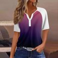 thumbnail image 1 of Fiudx Liquidación de Ofertas Flash Top con Cuello En V de Manga Corta Degradado de Color Sólido con Botones para Mujer, 1 of 5