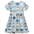thumbnail image 2 of FORMRS Girls Short Sleeve Dress Summer Casual Round Neck A-line Beach Sundress, Sizes 2T-8T, Vibrant Cute Cat, 2 of 8