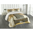 thumbnail image 2 of Ambesonne Moroccan Quilted Coverlet 3 Pcs, Vintage Eastern Art, King Size, Ivory Pale Brown Blue, 2 of 4