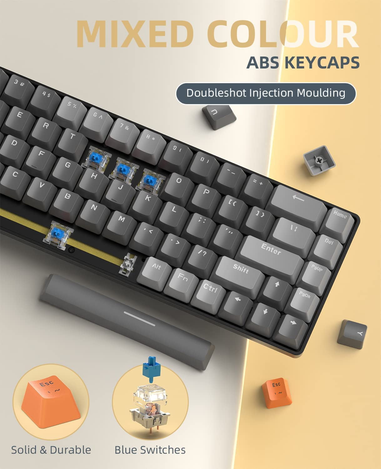 Magic-Refiner K68 Hot Swappable Bluetooth Gaming Keyboard, Deep Gray