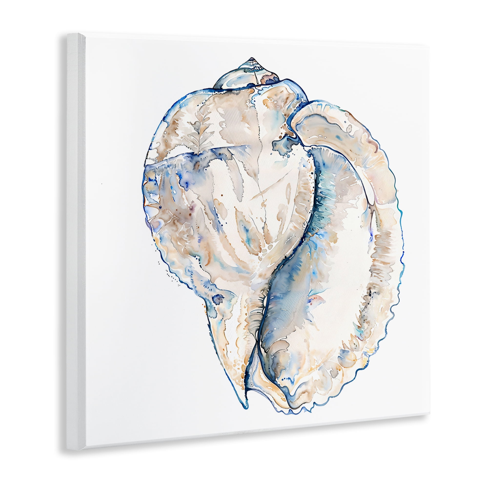 Stupell Industries Conch Shell on White Coastal Painting Unframed Art Print Wall Art, 12 x 12