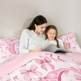 thumbnail image 5 of jejeloiu Personalized Gifts Bowtie Full Size Comforter Sets,Letter G Bedding Comforter Set,Pink Bow Bowknot Bedding Sets,Lightweight Room Decoration Reversible,3-Piece, 5 of 8
