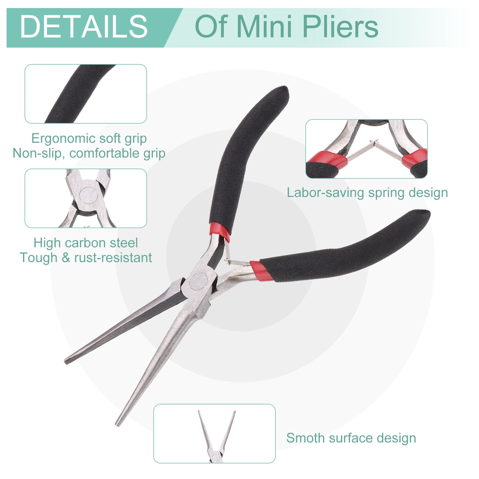 Uxcell 8pcs Jewelry Pliers Kits Jewelry Making Pliers Tool Needle/Round/End Cutter/Bent/Long/Flat Nose Pliers Wire Cutter & Diagonal Cutter for  Tool Hobby Craft