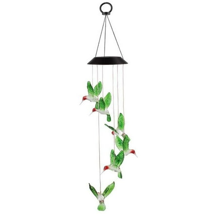 Solar Changing Color Hummingbird Wind Chime by