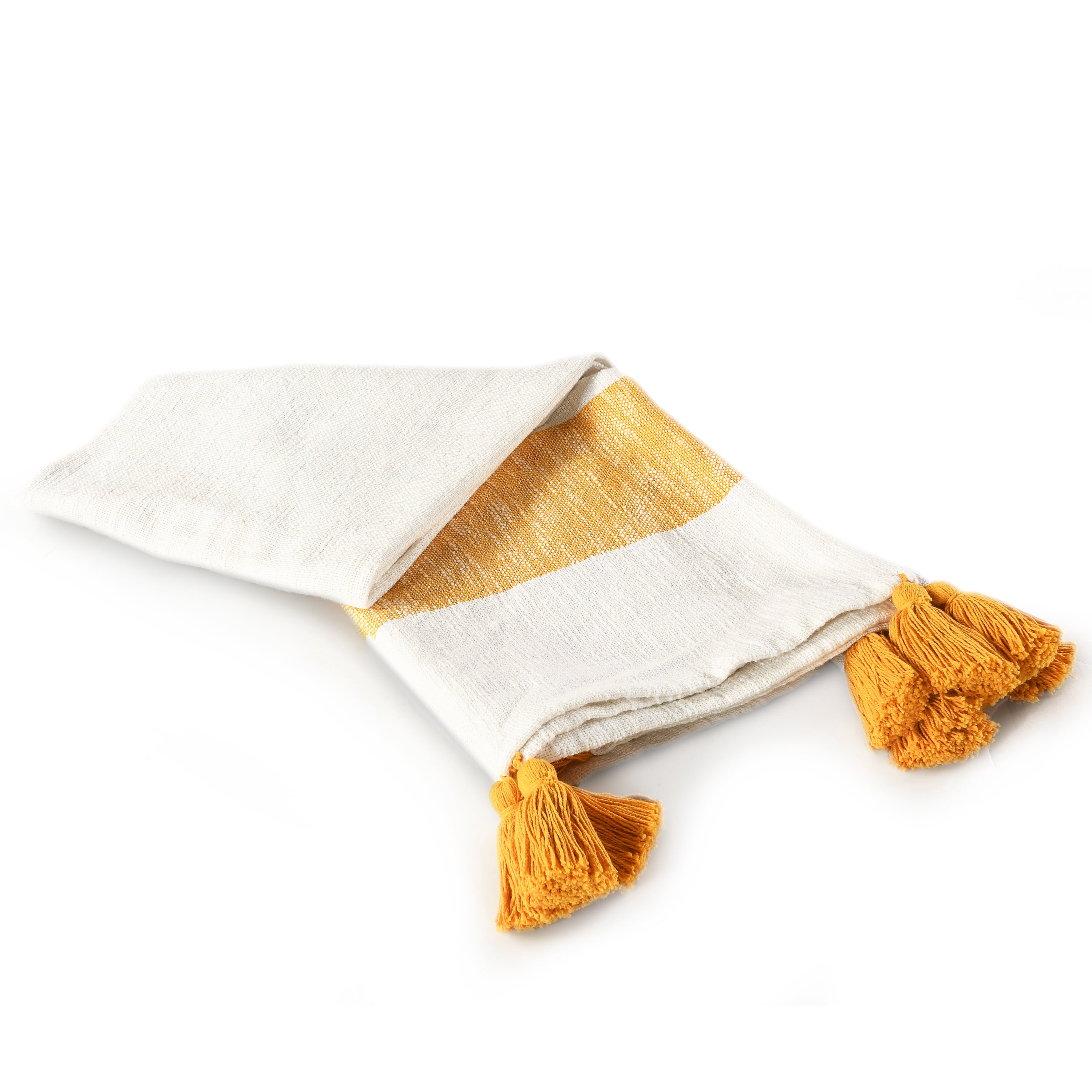 Ox Bay Yellow Coastal Striped Adult Cotton Throw Blanket, 50" x 60"