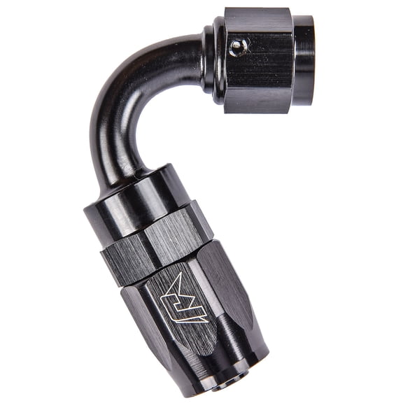 JEGS AN 120-Degree Max Flow Swivel Hose End [-6 AN Female to -6 AN Hose, Black]