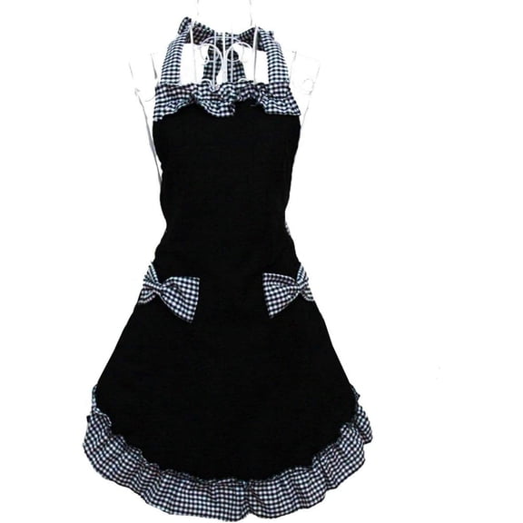 Cute Fashion Cotton Red Aprons for Women Girls Vintage Cooking Retro Apron with Pockets for Mother's day Gift