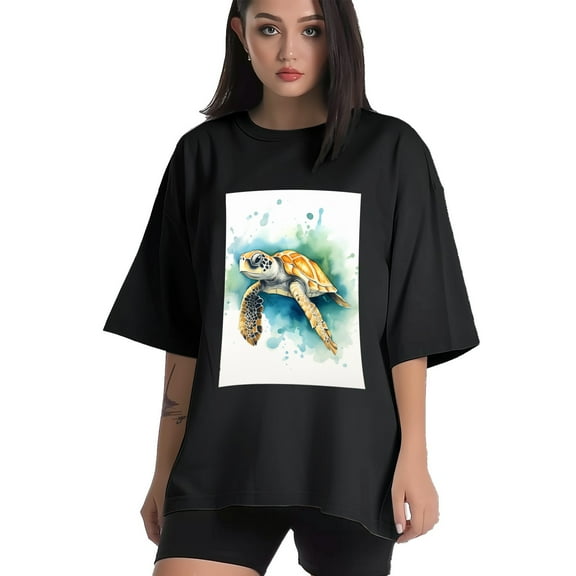 Plus Size Shirt for Women Black Tops for Women Short Sleeves Shirt for Women Turtle T Shirt Crewneck Shirt for Women XS