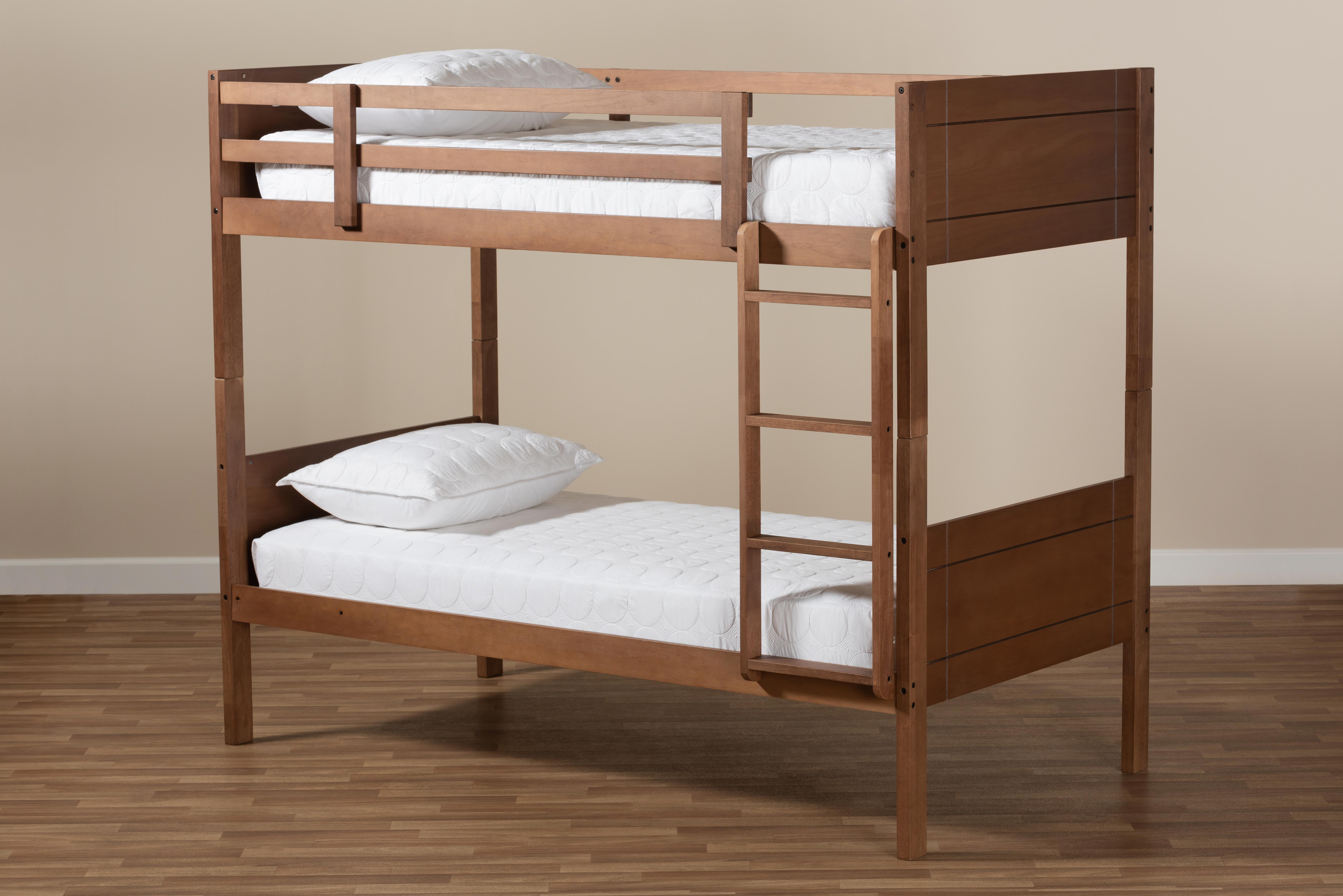 Baxton Studio Elsie Modern and Contemporary Walnut Brown Finished Wood Twin Size Bunk Bed